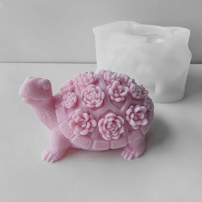 

3D Turtle Silicone Mold Candle Mold Flower Turtle Homemade Fragrance Scented Candle Soap Mold