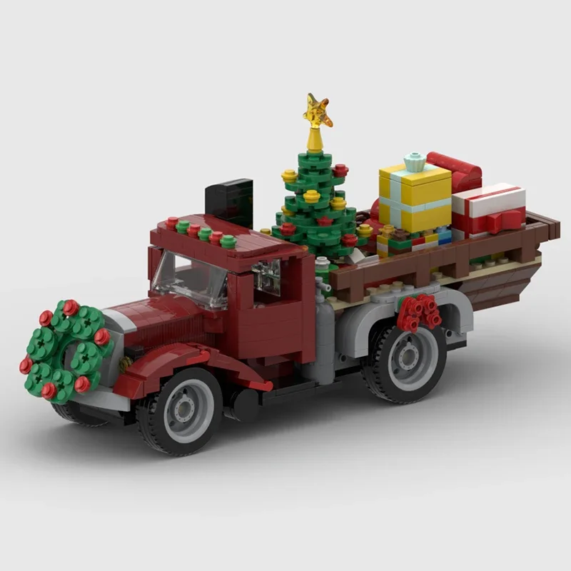 Décennie s de construction de camion de la vieille ville, modèle de véhicule, briques MOC, assemblage de camion de Noël, jouets de bricolage, cadeaux technologiques