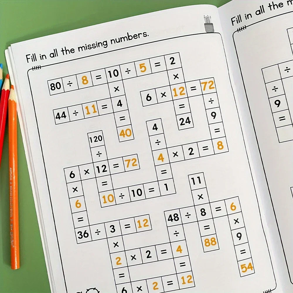 

Math Workbook for Kids - Addition Subtraction Multiplication Division with Answer Keys, Thinking Games for Homeschool Classroom