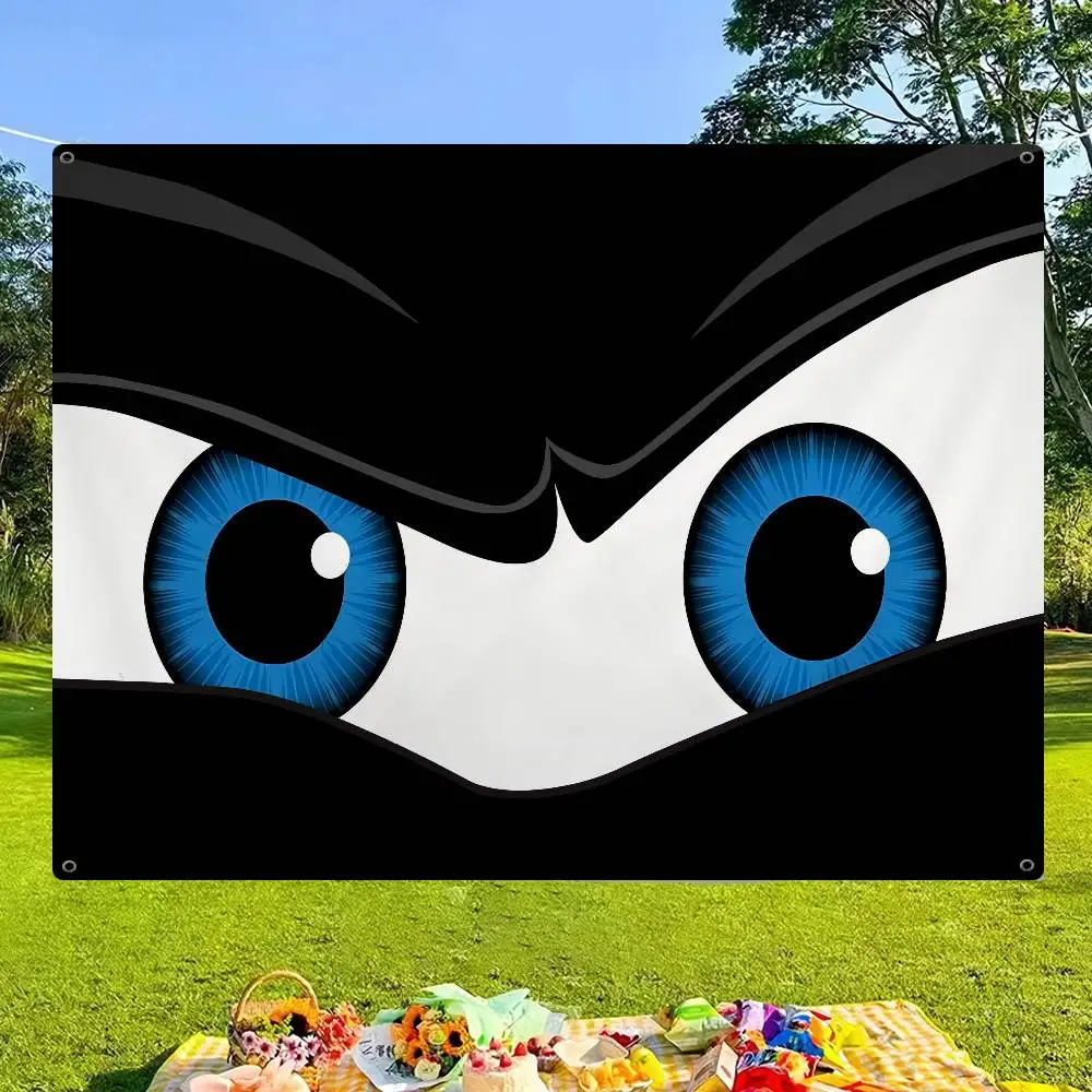 Cartoon Big Eyes Family Gatherings Outdoor Atmosphere Flags Camping Decorations Banners