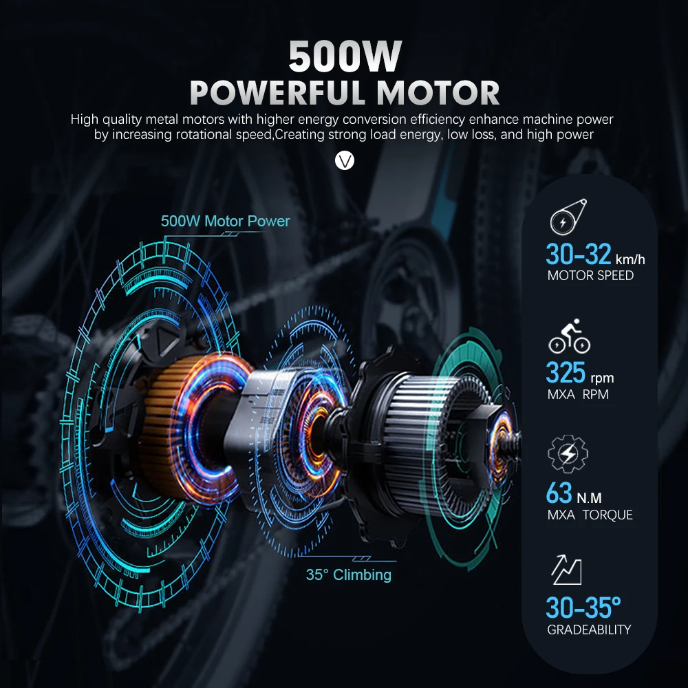 Ebike Conversion Kit 36V 48V 500W Brushless Rear Rotate Hub Motor wheel 16-29inch700C Electric Bike Conversion Kit For Mountain