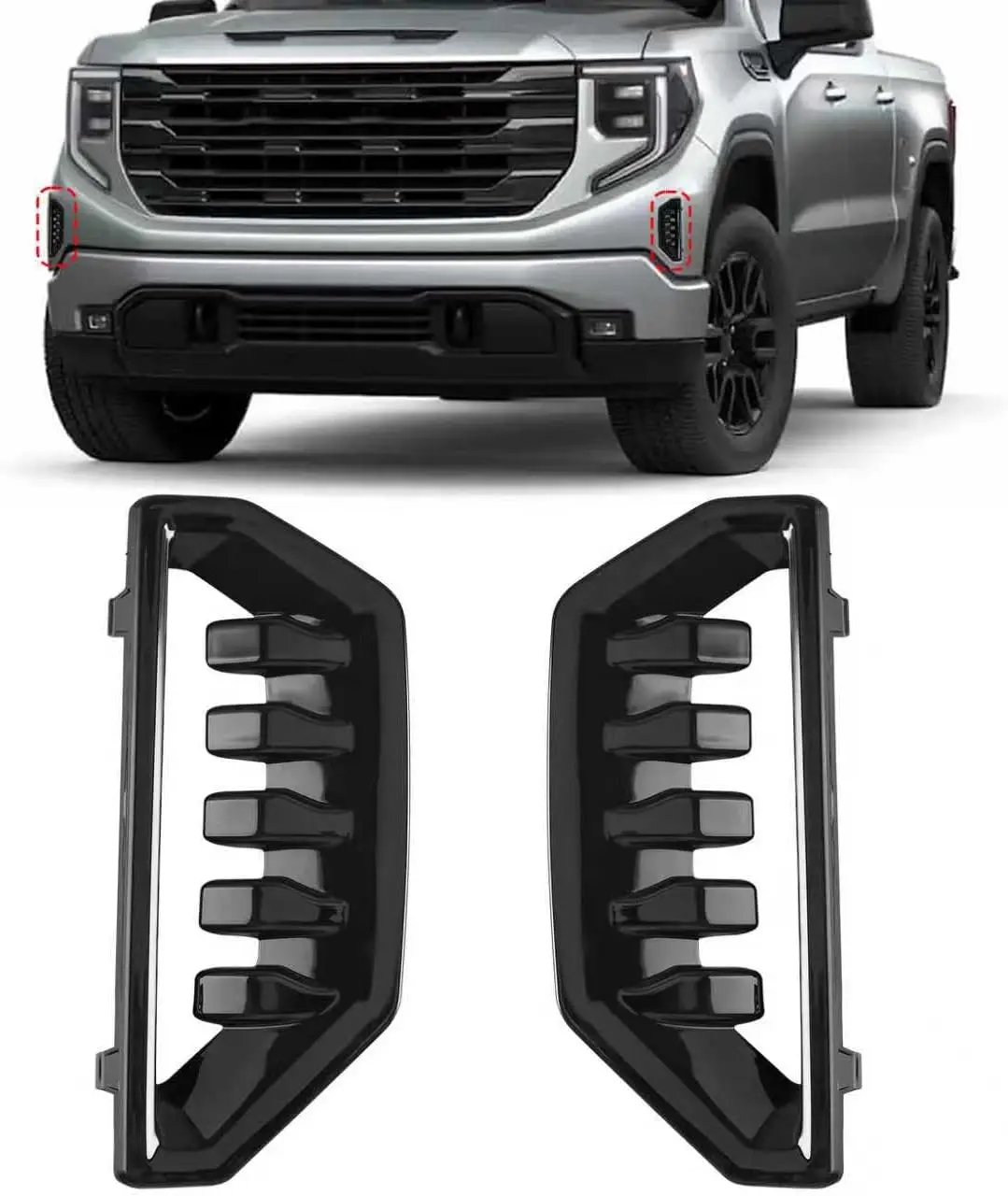 

Крышка воздуховода решетки бампера для GMC Sierra 1500 2022-2025 84869628 GM1039287 84869627, сборка воздуховода решетки бампера