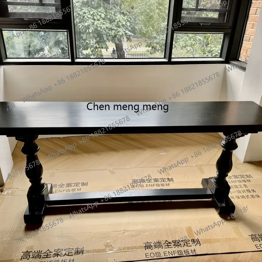 

French long table old solid wood dining side table sofa back few entrance desk American entrance table