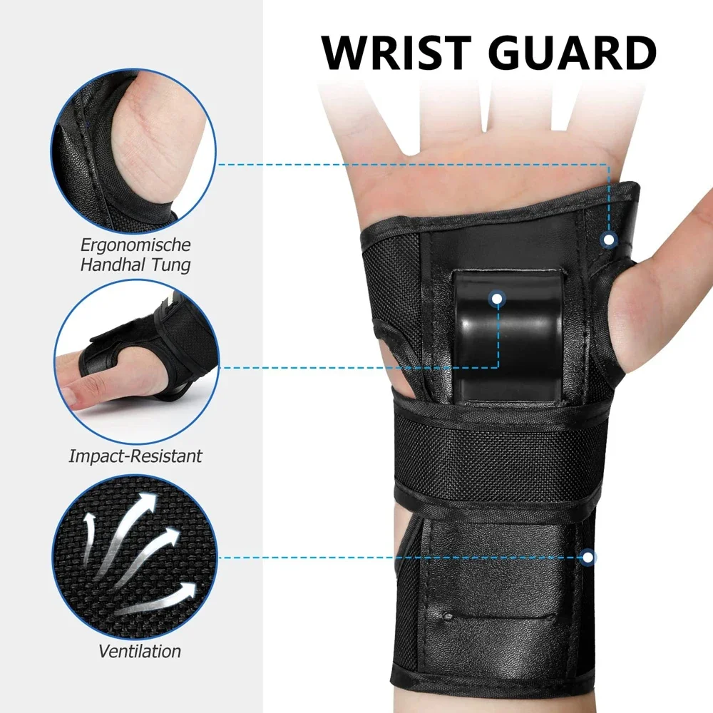 Knieschützer, Ellbogenschützer und Handgelenkschützer für Männer, Frauen und Kinder – Schutzausrüstung zum Skateboarden, BMW und Roller – Multi-Sport-Pad-Set – Detail 11