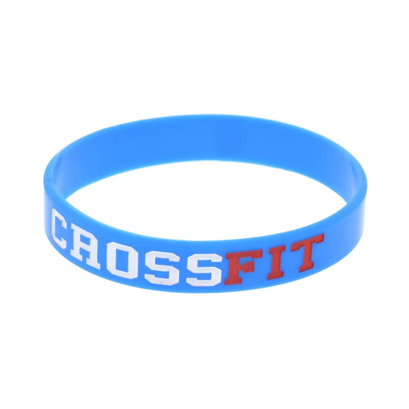 1 PC Crossfit Silicone Wristband 1/2 Inch Wide Sport Bracelet Jewelry Bangles for Women and Men 4 Colors