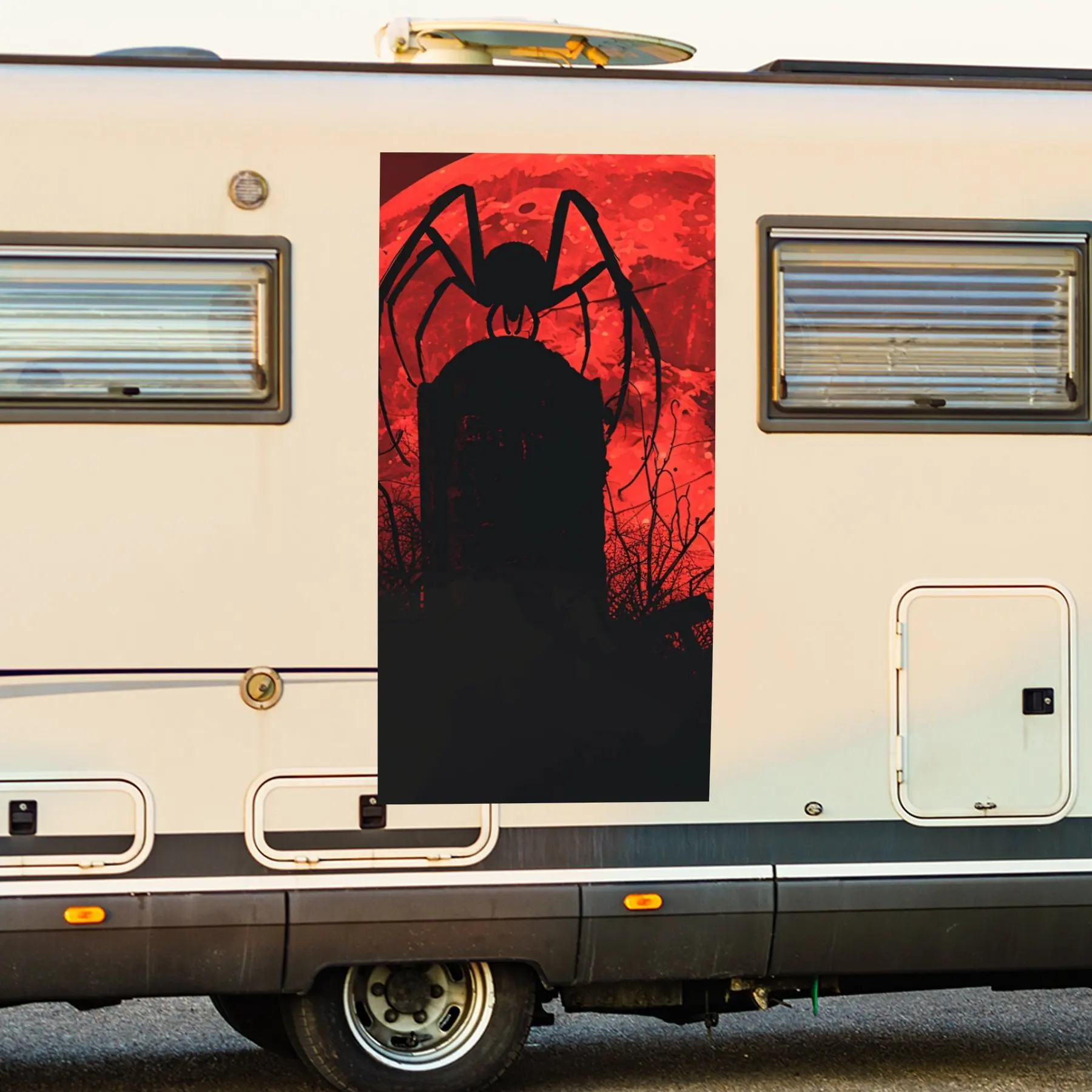 Spider on Tombstone Car Sticker,Vinyl decal on the side of the motor home, waterproof self-adhesive vinyl sticker on the side of
