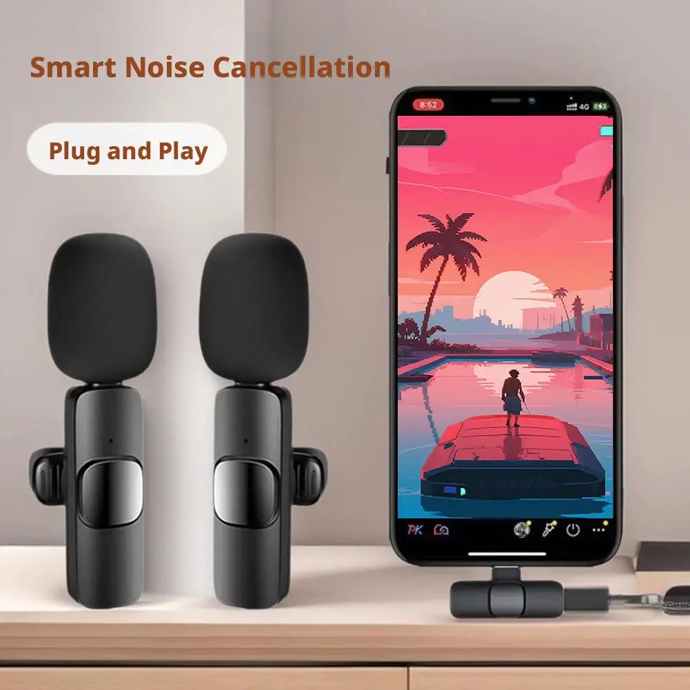 Wireless Lavalier Microphone 1 to 2 with 20m Range Noise Cancellation USB C Clip On Mic for iPhone 15 16 17 Vlog Recording view 3