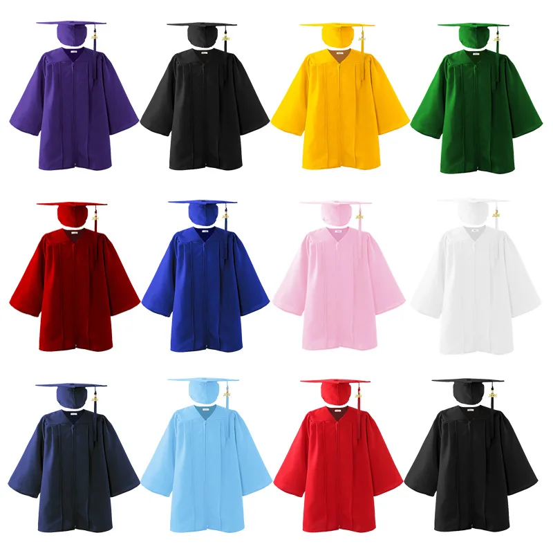 

Children's aduation Gown Photoaphy Outfit Doctorate Cap Primary School aduation Season Polyester Suit for Students