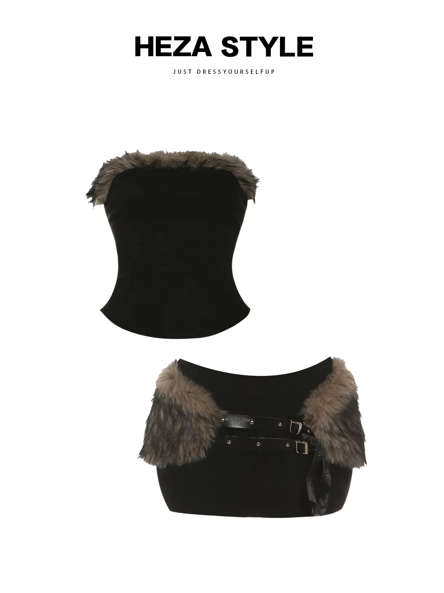 

Heza, комплект из топа и юбки с меховой отделкой для девочек, женский осенне-зимний комплект модного костюма больших размеров в тон