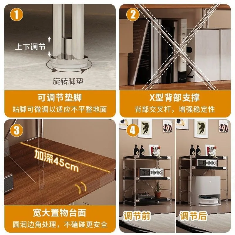 Japanese Style Multi-tier Storage Rack, Simple High Appearance Bookshelf for Living Room and Balcony