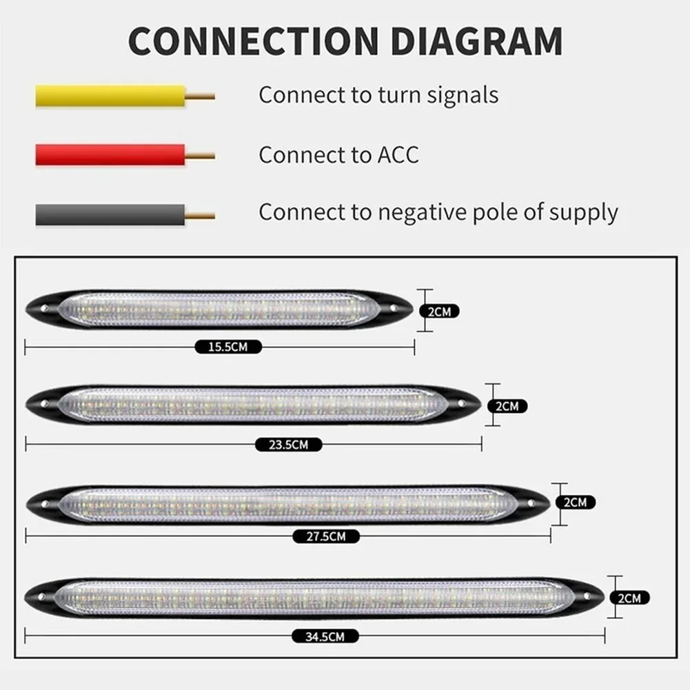 2pcs Drl led Sequential Turn signal LED light strip Daytime running lights Car headlight Fog Lamp Driving light Decorative light
