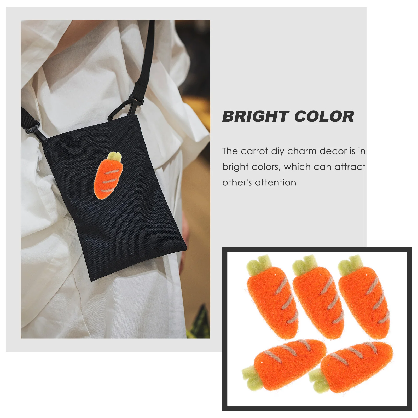 

5pcs Carrot Brooch Wool Felt Diy Hairpin Accessories Craft Decor For Clothing Phone Case Headdress Supply Ornament
