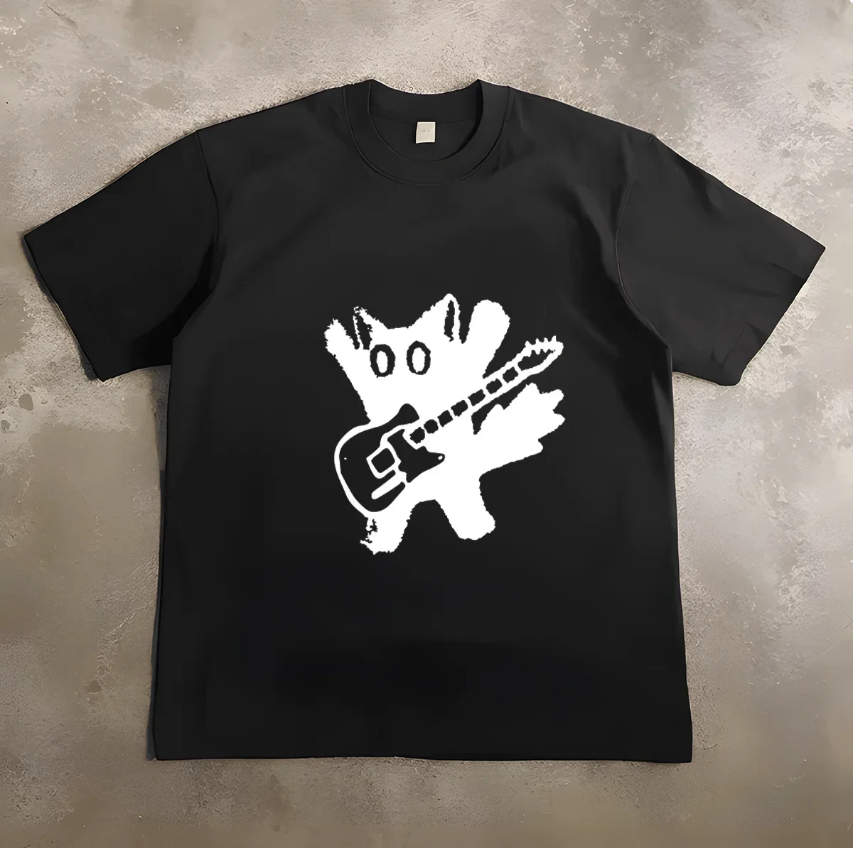 

Pattern Printed T-shirt and Short Sleeves Top T-shirt New Korean Japanese Fashion Street Large Guitar Cat Aesthetic Clothes
