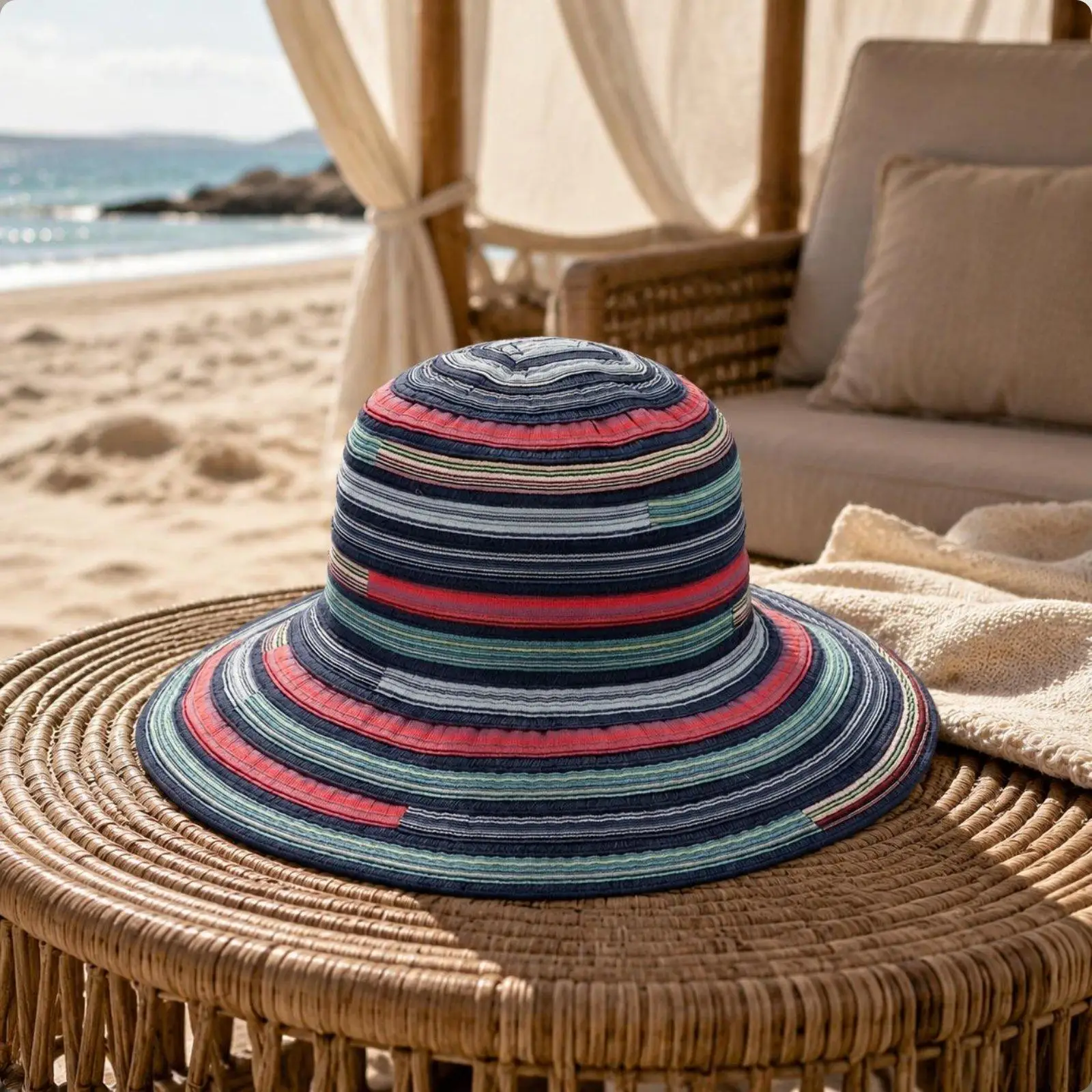 Wide Brim Sun Protection Hat Lightweight Casual Headwear Vacation Style Fisherman Beach Hat for Outdoor Walks