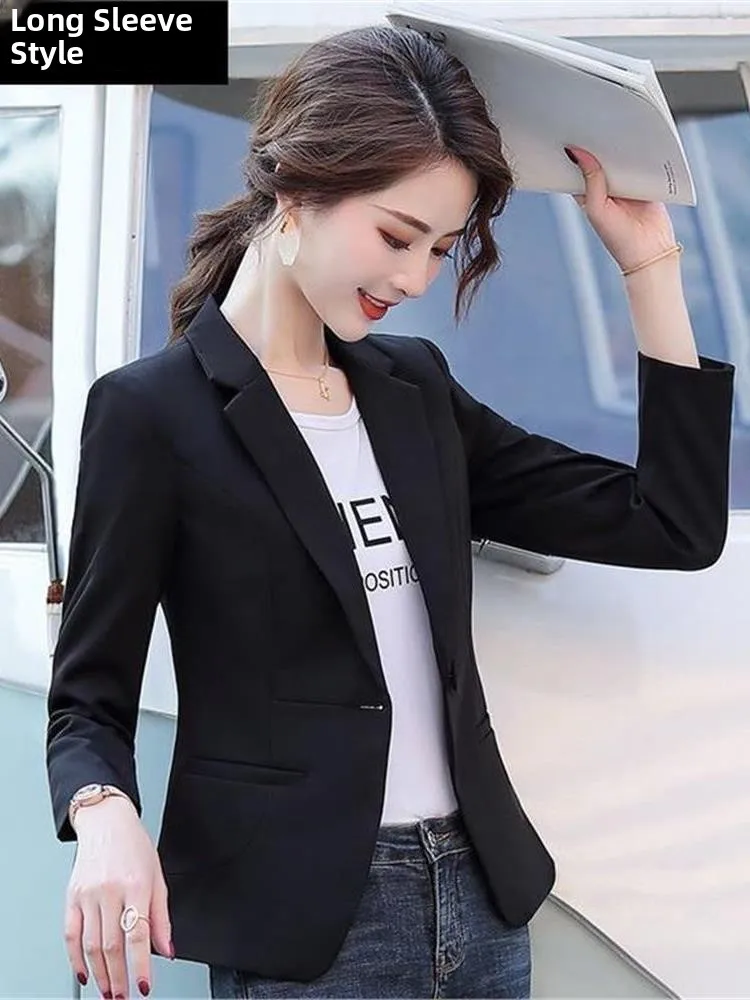 

Slim Fit ort Sle Women's Spring Autumn Thin Long Sve Versatile Casual Suit Jaet Cleanfit Design Office Wear