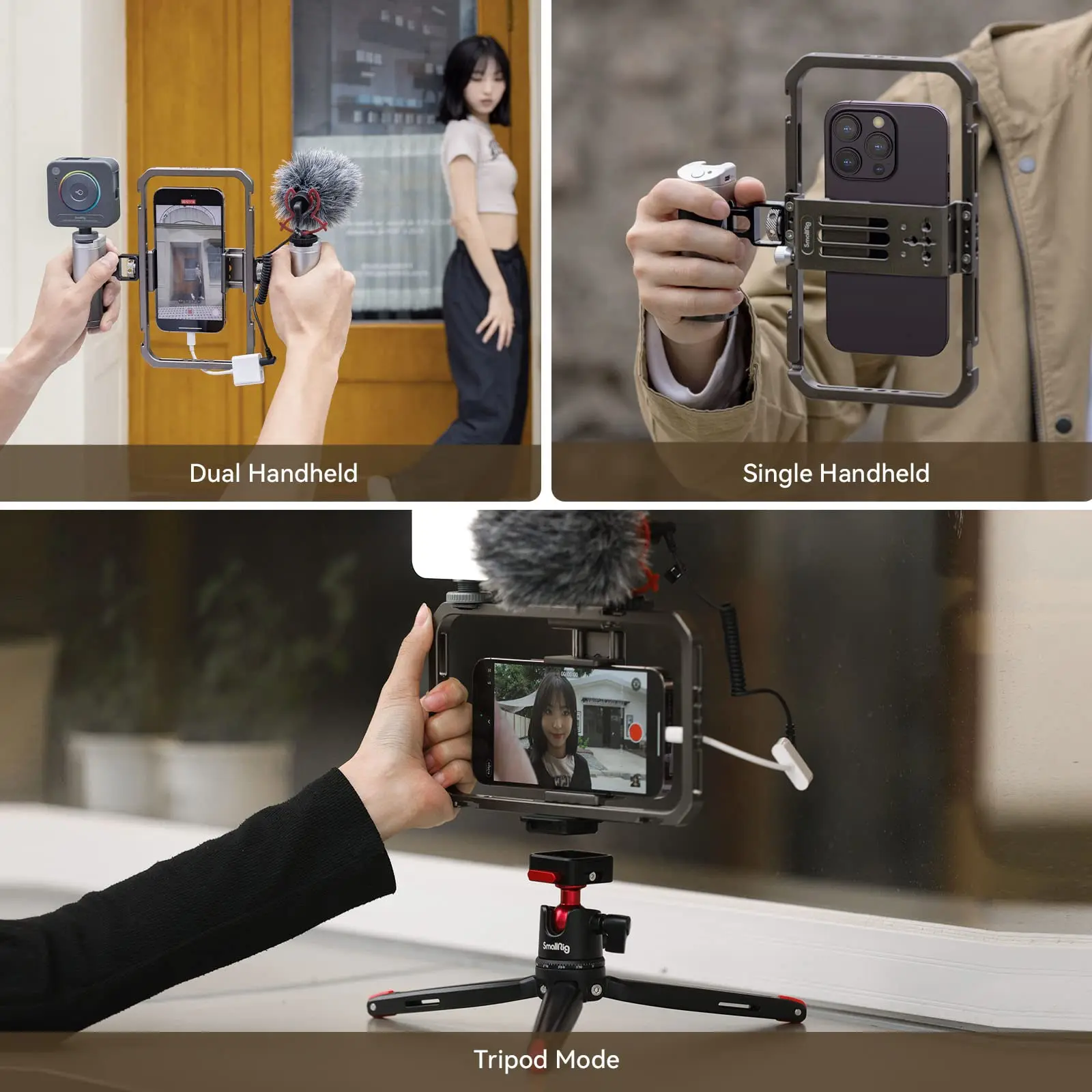 SmallRig All-in-One Video Kit Mobile Phone Video Rig Vlogging Kits w Tripod Light Mic for iPhone 14/13 Pro/Max for Huawei -3591C