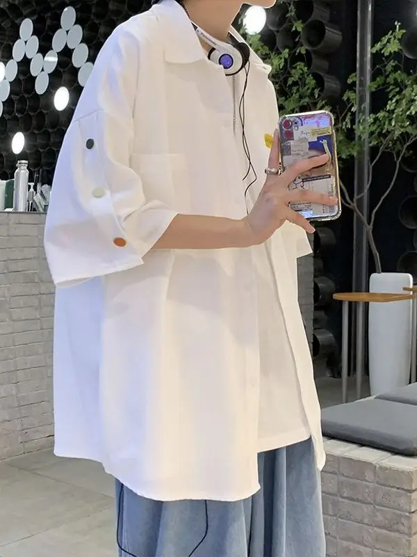 

Ice Silk Men's ort Sve irt Loose Fit Lightweight Summer Thin Sle Casual Loose Outerwear with Button down Front