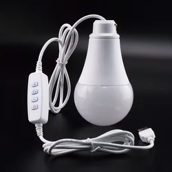 Energy Saving 5V USB LED Bulb Lights Portable Outdoor Camping Home Reading Night Lamps with Hook Switch Hot Sale