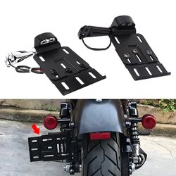 Motorcycle Foldable Side-Mount License Plate Frame Fender with LED Light Fit For Harley for Sportster XL 1200 883 2004-2016