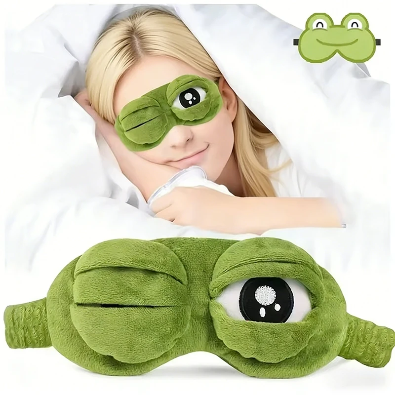Plush Frog Sleep Mask Natural Sleeping Eyeshade Women Men Creative Cartoon Soft Portable Blindfold Travel Office Eyepatch