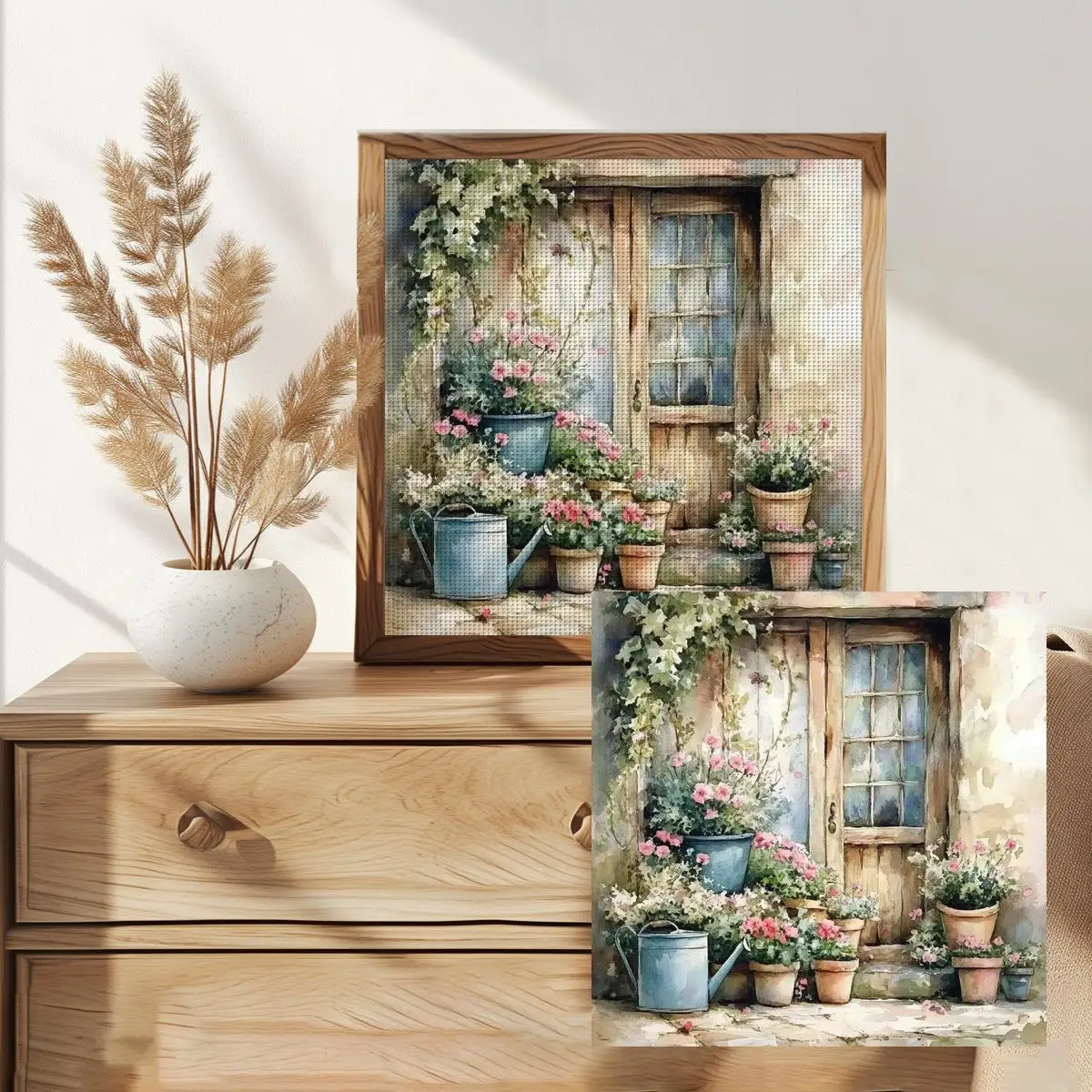1 Stück 30x30 cm/11,8 Zoll Blumenfensterbank Gestempeltes Kreuzstich-Set DIY-Set 11/14/16CT DIY-Stickset DIY-Kreuzstich-Set – Detail 2