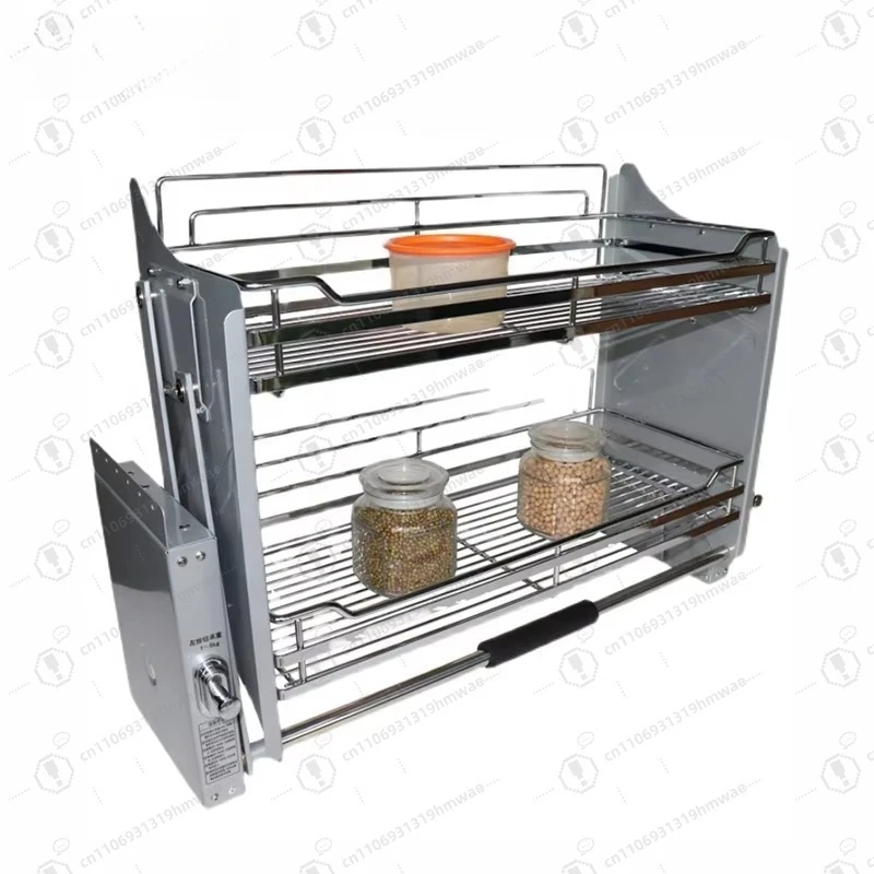 

Large Capacity Kitchen Storage Organizer with Adjustable Chrome Basket Carbon Steel Cable for Pantry Cabinets