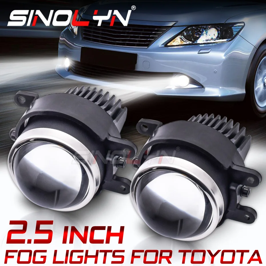 Sinolyn LED Fog Lights For Toyota Corolla/Yaris/Auris/Camry/Avensis/RAV4/Peugeot 107 2.5 Inch Bi LED Lens PTF Diode Driving Lamp