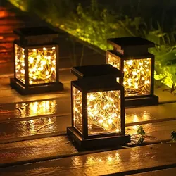 1pc Solar Star Copper Wire Palace Lantern Lamp Waterproof Outdoor Decorative Lights For Courtyard Garden Villa Terrace Courtyard