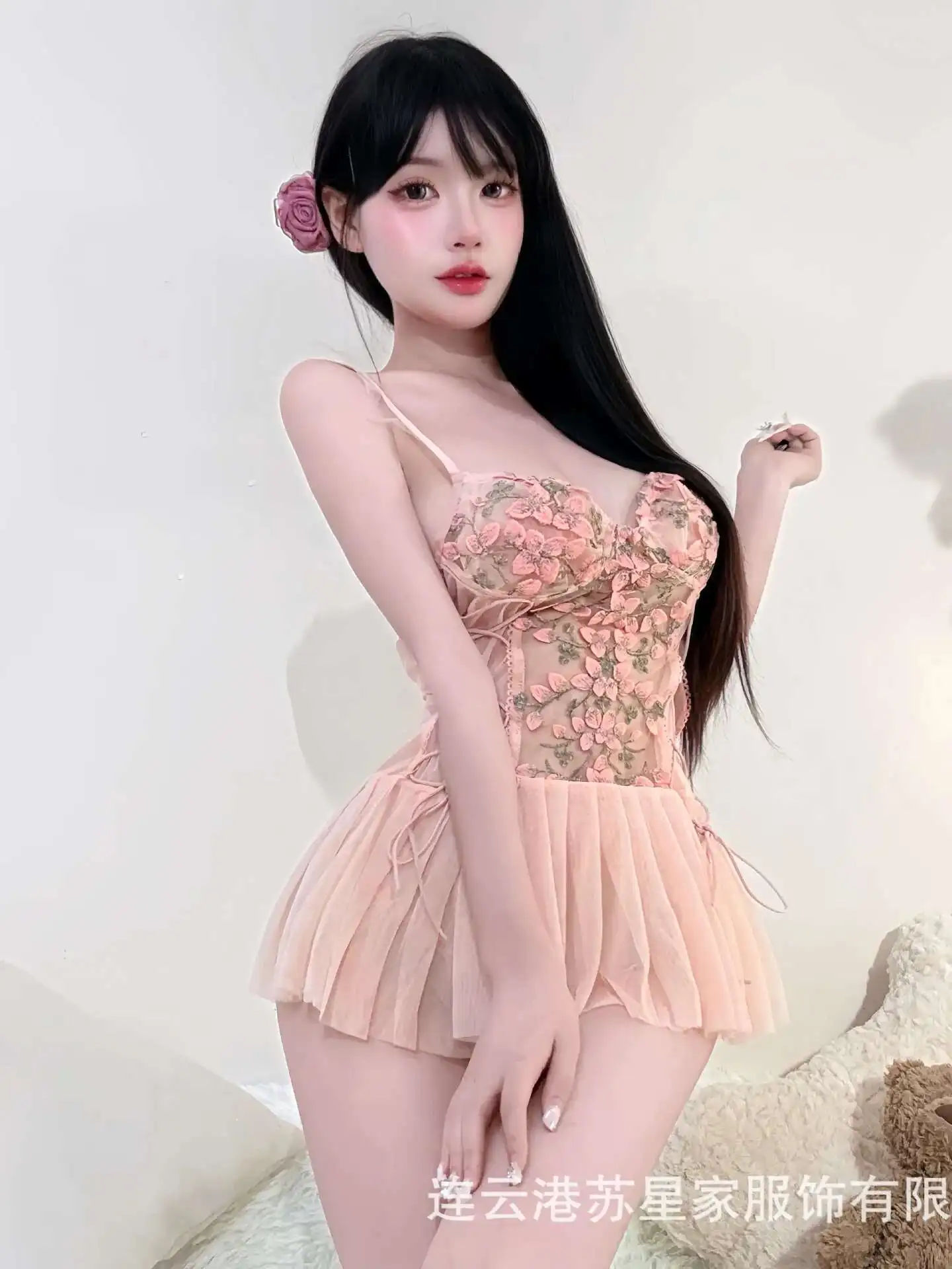 Lace Embroidery Sweet Nightdress With Underwire Strap Nightgown Hot Girl Dress Elegant Tank Mini Dress Hot Sexy Korean Women IAO