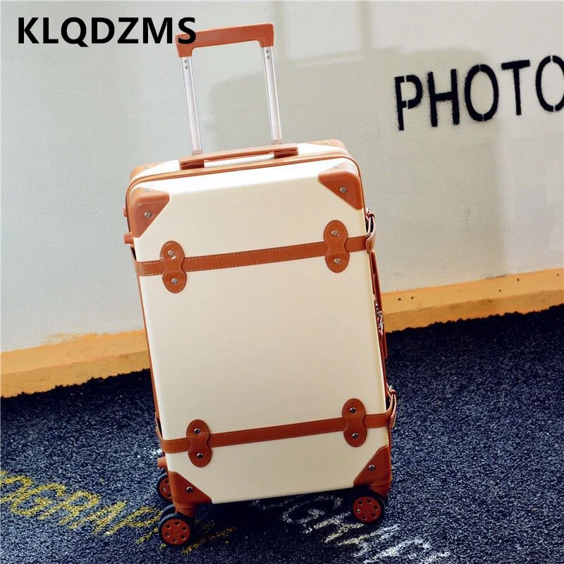 KLQDZMS-Valise Rétro Universelle Silays euse avec Roues pour Homme et Femme, Sac de Maquillage, 20, 22, 24, 26 Pouces, Nouveauté