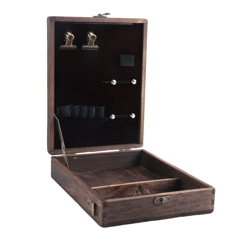 ABIJ-2X 라이터 메신저 우드 박스 A5 레트로 트렌드 숄더백 아웃도어 서류가방 미술용품 박스 홈 데코 아트 핸드백