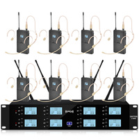 Wireless Microphone System Professional 8-Channel UHF Headset Mic Set for Stage Performances Houses of Worship Meeting Rooms