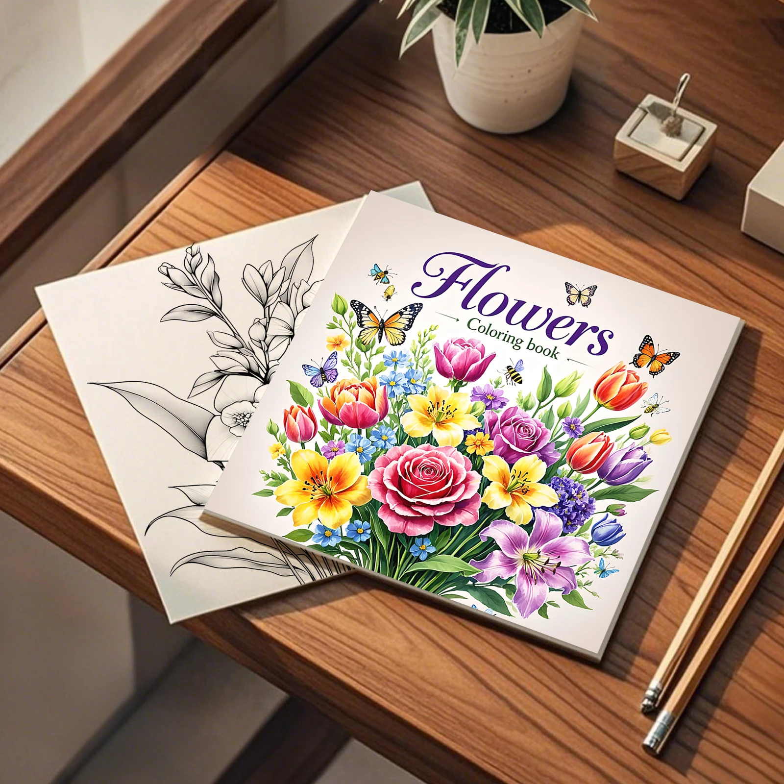 Adult Coloring Book for Stress Relief - Beautiful Flower Garden Illustrations, Relaxing Creative Patterns