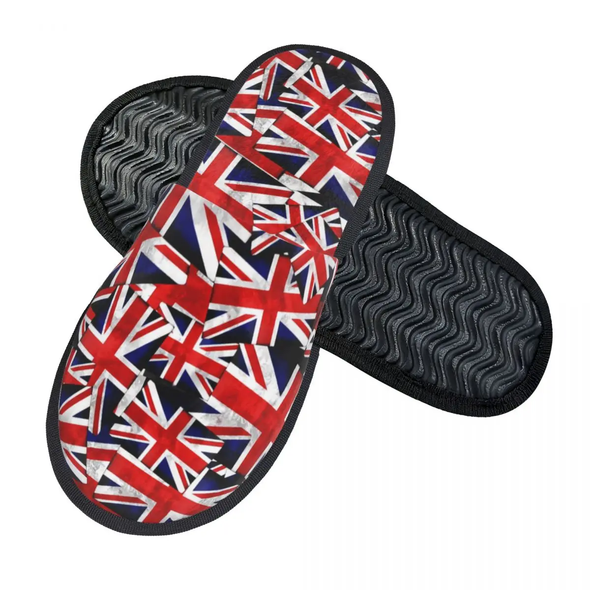 Union Jack British England UK Flag Soft Scuff Memory Foam Slippers Women Hotel House Shoes
