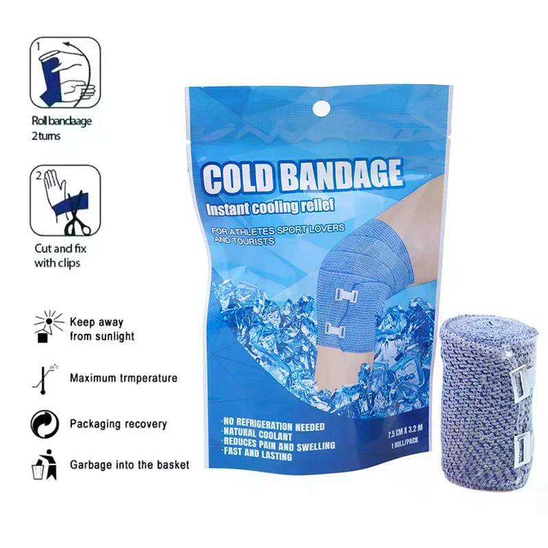 Self Adhesive Ice Bandage Instant Cooling Muscle Care And Compression Tape For Athletes And Adults