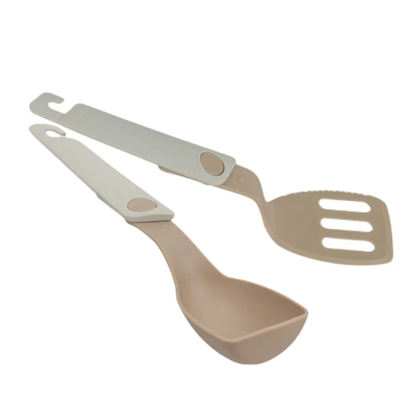 Cucchiaio da campeggio pala cucchiaio da cucina all\'aperto spatola escursionismo all\'aperto stoviglie per barbecue spatola pieghevole Set di spatole