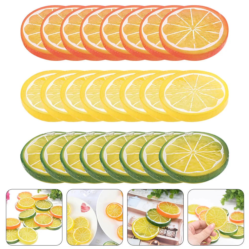 Imitation Lemon Slice Simulation Decors Fake Fruit Model Artificial Slices Lime Blocks Fruits