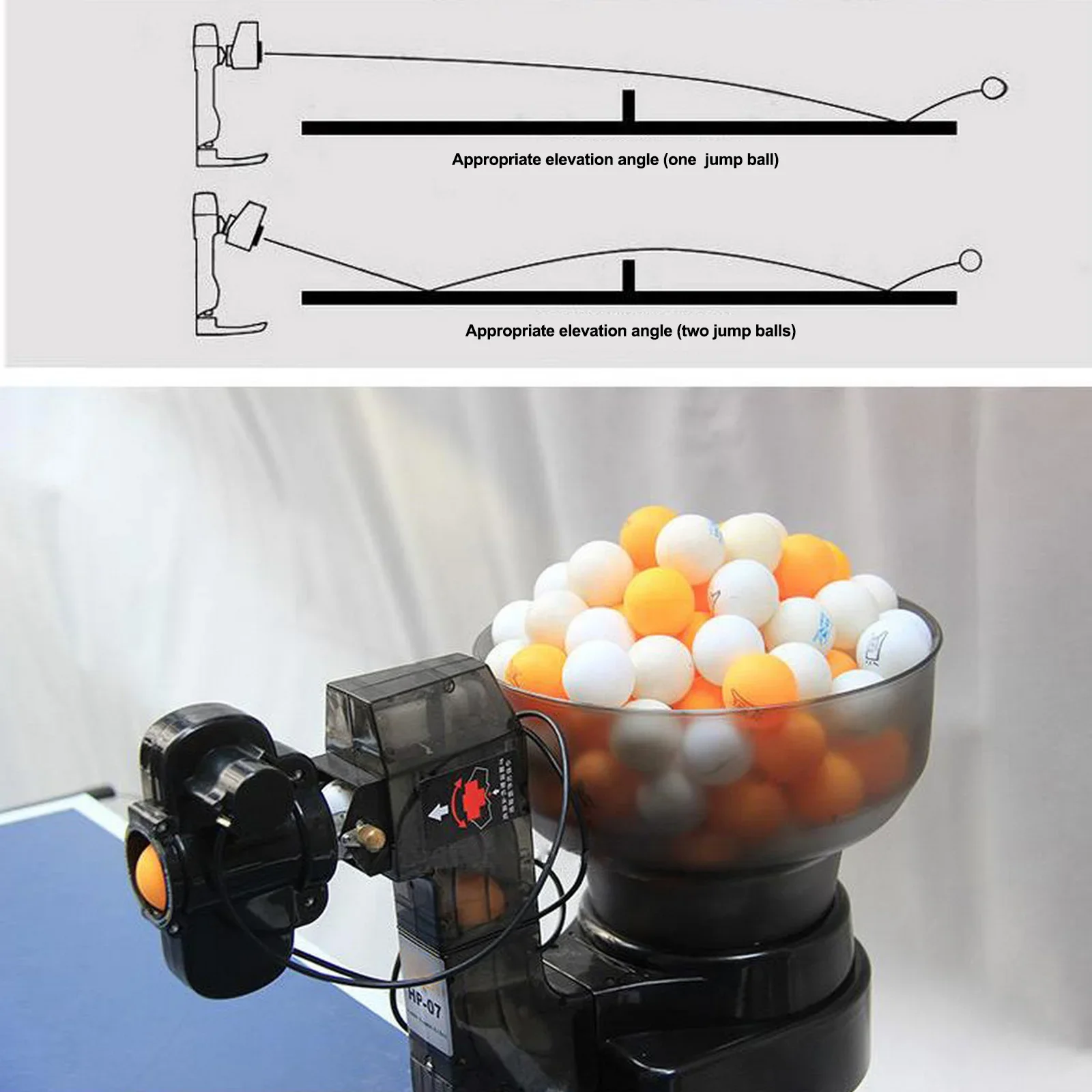 HP-07 Table Tennis Robot Trainer Ping Pong Ball Launcher Machine Automatic Multi Modes Table Tennis Balls Training Device