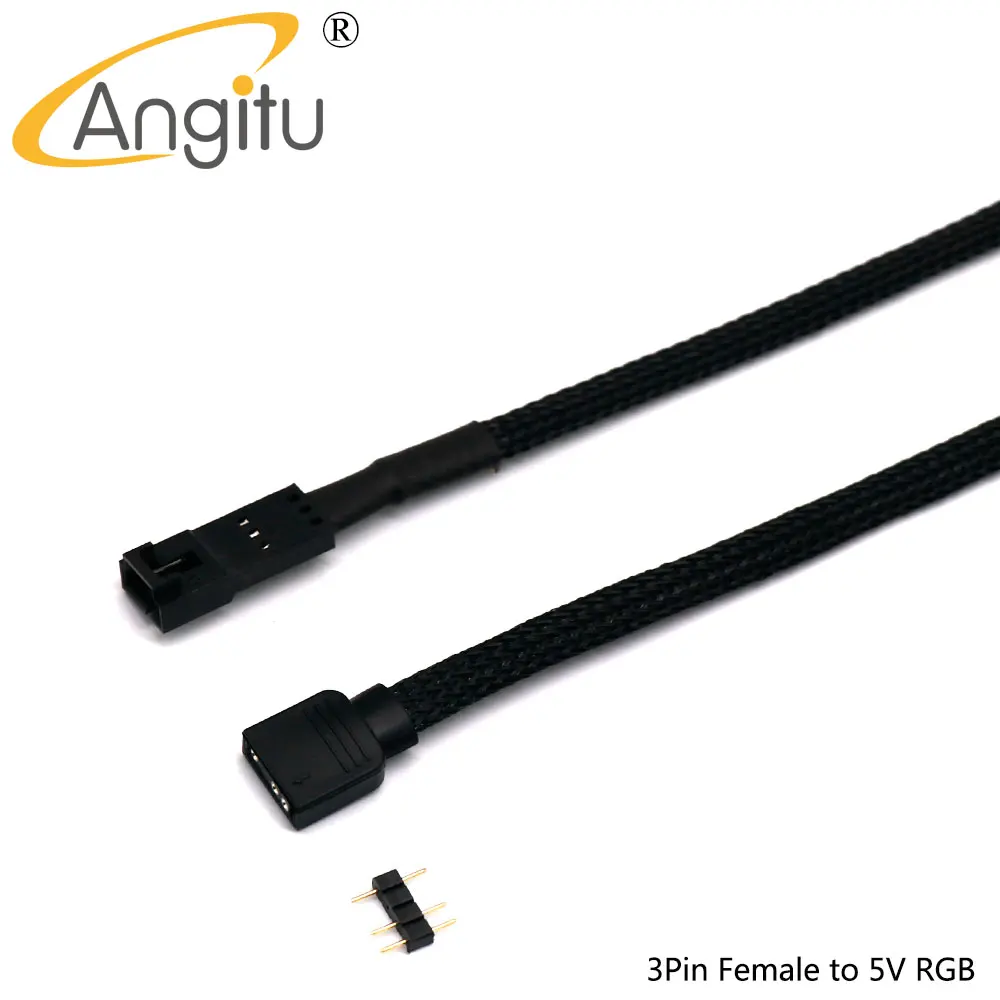 Angitu قرصان مروحة/محور/عقدة الإضاءة/قائد RGB ARGB كابل محول الأكمام 3Pin/4Pin مروحة إلى 5 فولت 3Pin RGB LED Cable-50cm