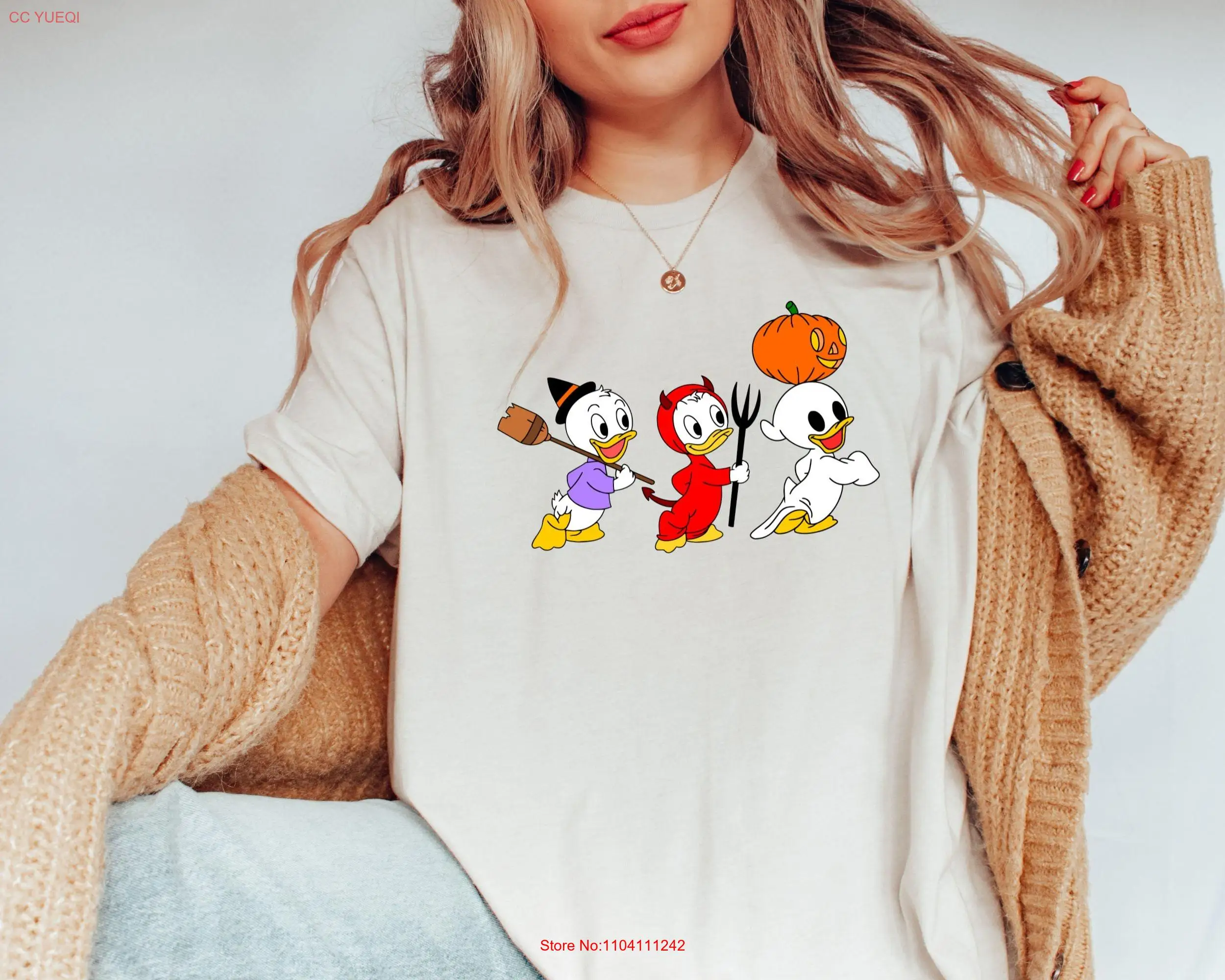 

90s Halloween SweaT T Shirt Retro Ducks Cartoon Spooky Season Duck Sweater long or short sleeves