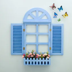 European False Window Simulation Mediterranean Style Shutters Restaurant Wall Decoration Room Decoration Accessories G