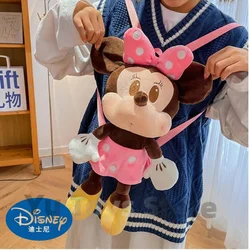 New Disney Minnie Mickey Mouse Anime Plush Backpack Kawaii Children Fashion Cartoon Y2k Leisure Plushies One Shoulder Bag Gift