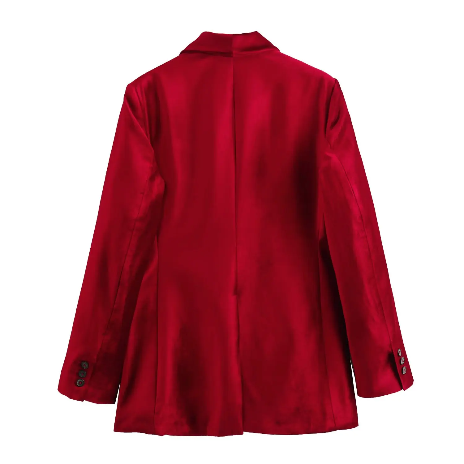 TRAFZA 2024 Office Lady Women Solid Blazers Velvet Single Button Loose Fit Coats Vintage Red Women Mujer Elegant Jackets