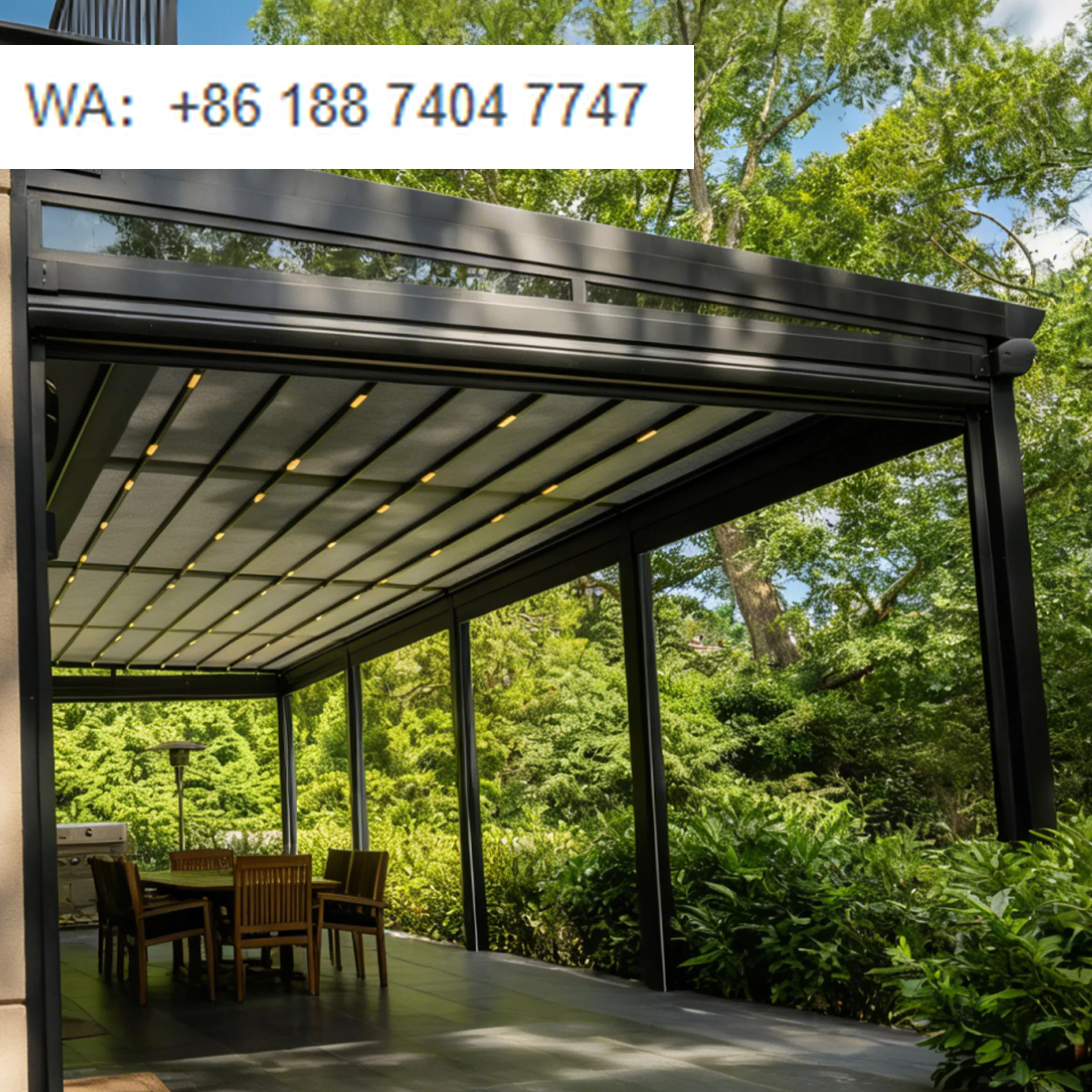 Retractable Motorized Aluminum Pergola Ceiling Cover UV Protection CE Certified Balcony Commercial Patio Roof Panels Remote