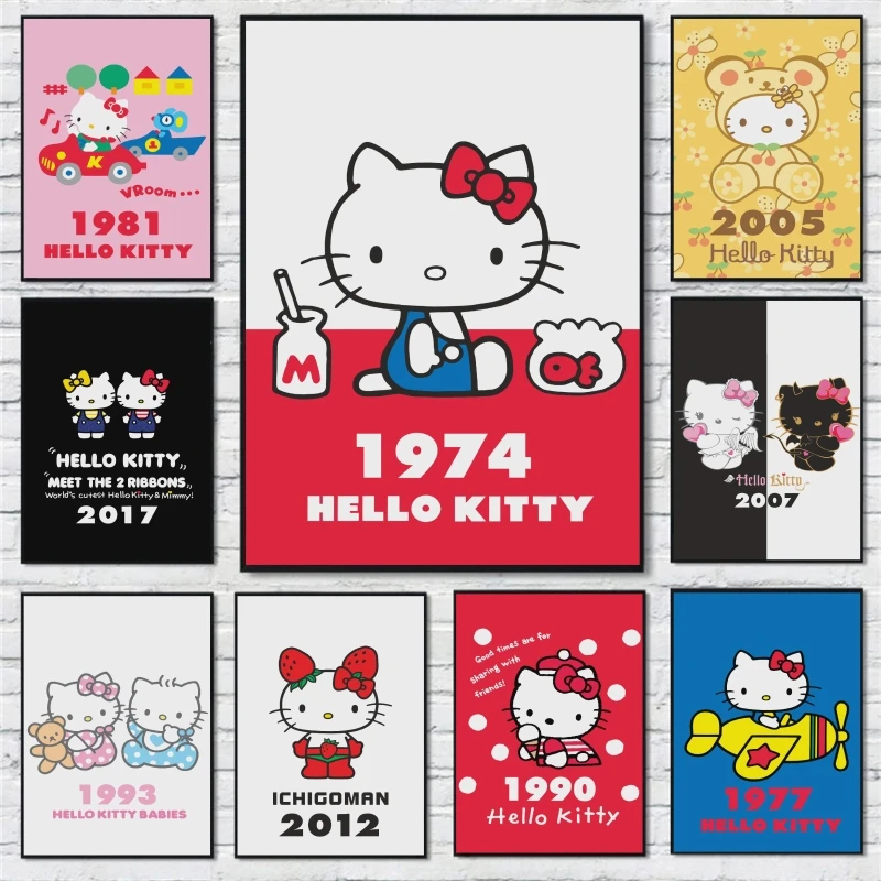 

Sanrio Anime Posters Hello Kittys Children's Bedroom Decor Wall Stickers Decorative Cuadros Best Gift Living Room Gifts Modern