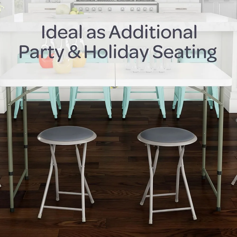 2-Pack Heavy-Duty Folding Bar Stools, 18-Inch Height with Padded Seats, 225lb Capacity for Home Use