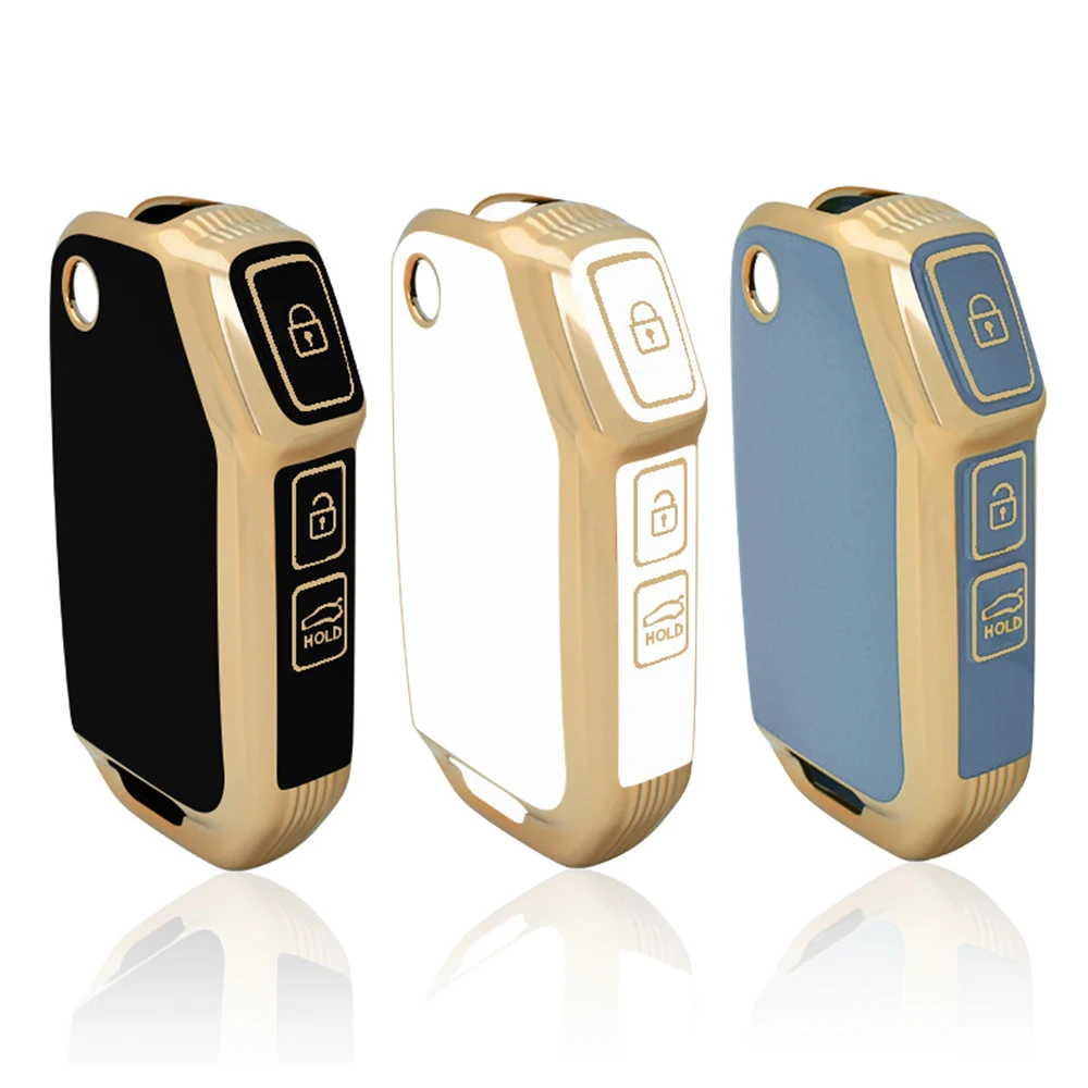 

Gold Tpu Key Cover Holder Fob For Kia Sportage 2023 Ray Sorento Soul Telluride Cerato K5 K8 K3 GT-Line Ceed Niro Seltos Case