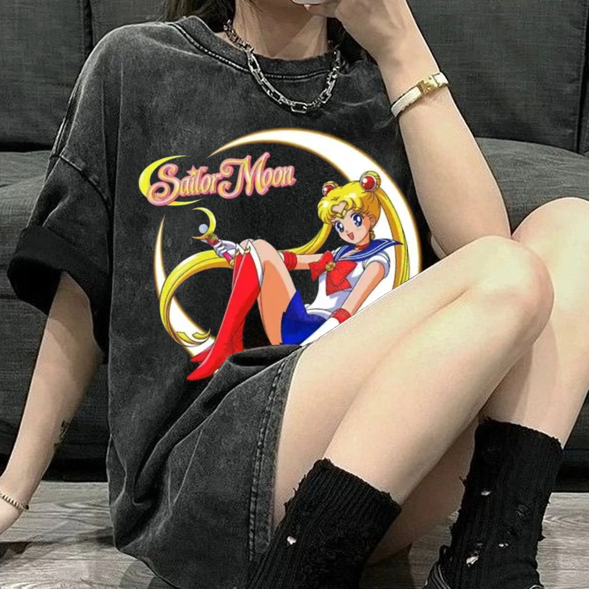 Anime Cosplay Couple - Koszulka Sailor Moon w stylu vintage