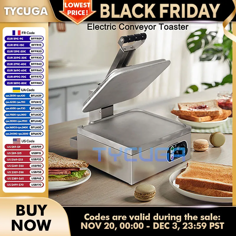 Electric Toaster2200W Stainless Steel Automatic Breakfast Machine Grill Portable Toaster Bread Baking Machine Sandwich Maker