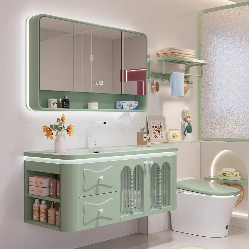 

Wooden Drawers Bathroom Cabinet Modern Design Display Storage Bathroom Mirror Cabinet Full Set Mobile Da Bagno Furniture Home